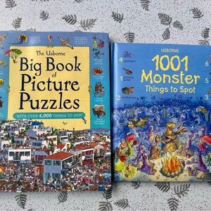 Usborne Blue Big Book of Picture Puzzles & 1001 Monster Things to Spot - Set